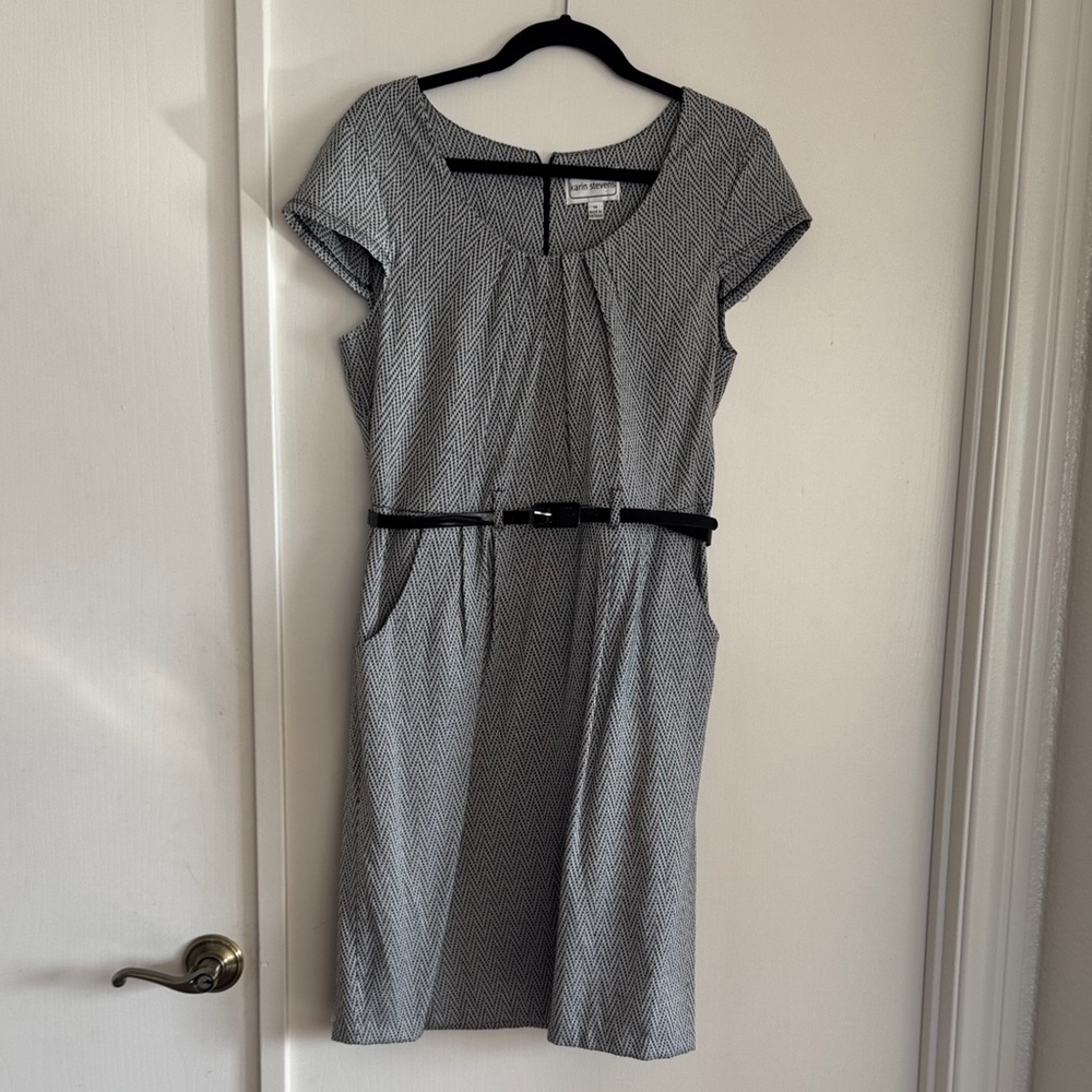 Karin Stevens Black and White Midi Dress